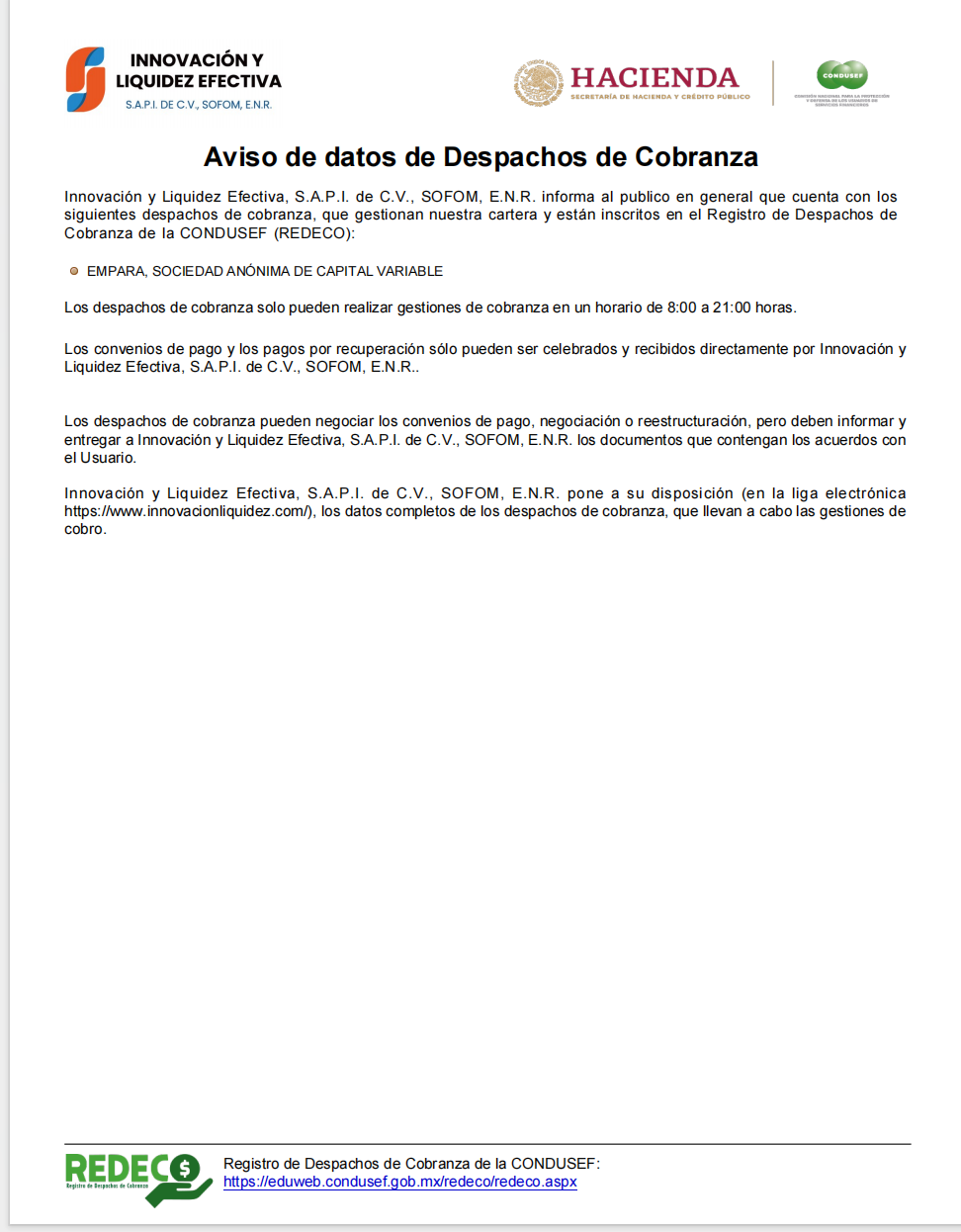 Despacho de cobranza